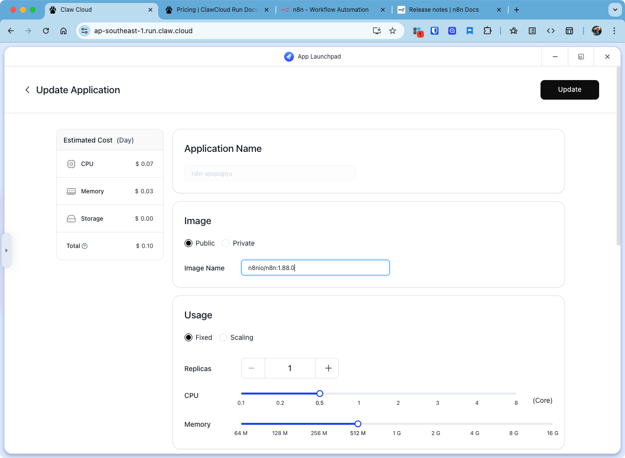 update app configurationƒ